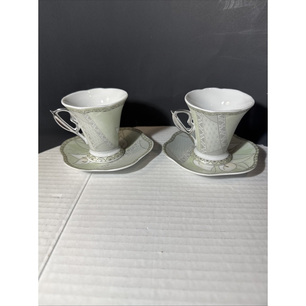 D'LUSSO DESIGNS ESPRESSO CUP SAUCER SET 4 pcs